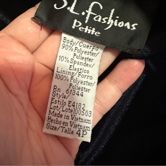 Vintage 90’s Navy velvet floral maxi dress short sleeves high neck size 4 petite - Picture 4 of 10